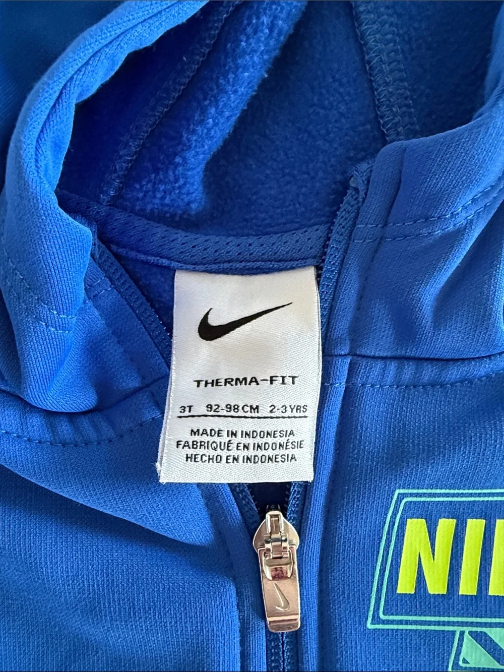 Nike Blue Hoodie and Black Joggers Set with Neon Accents